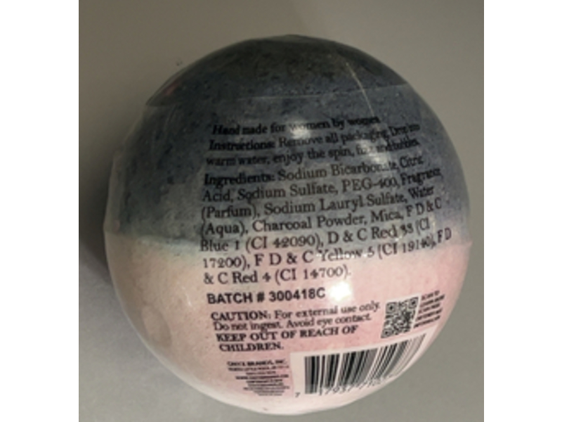 Onyx Bathhouse Wine Time Bath Bomb, Red Wine & Charcoal, 4.9 oz/140 g Pack of 2