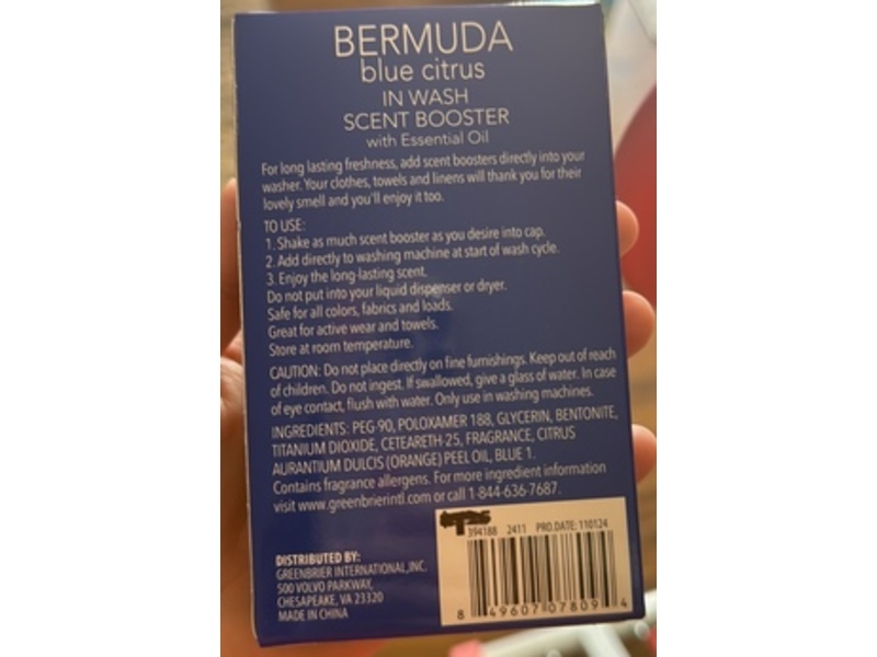 Bermuda Blue Citrus In Wash Scent Booster, 4.5 oz/127 g
