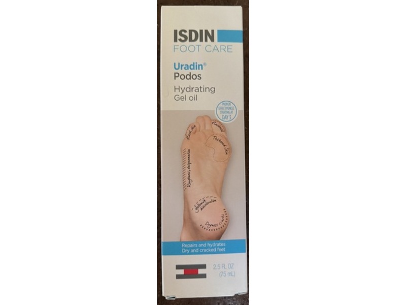 Isdin Foot Care Cream Uradin Podos Hydrating Gel Oil, 2.5 fl oz/75 mL