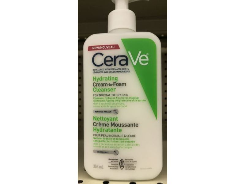 CeraVe Hydrating Cream-To-Foam Cleanser, Normal To Dry Skin, 355 mL