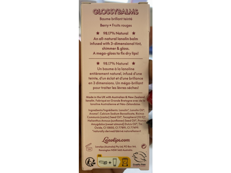 Lanolips Glossybalm, Berry, 0.44 oz/12.5 g