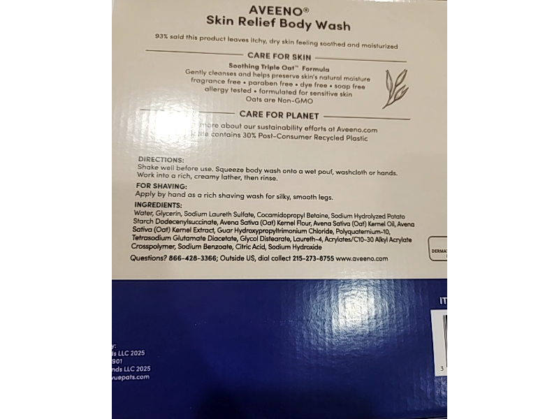 Aveeno Skin Relief Body Wash, 18 fl oz/532 mL, Pack Of 3