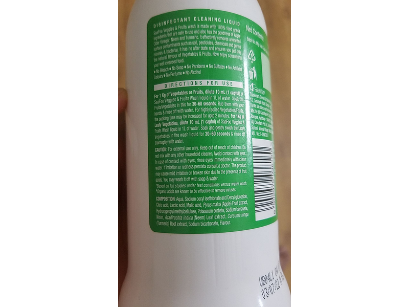 Saafoo Veggies & Fruits Wash, 500 mL