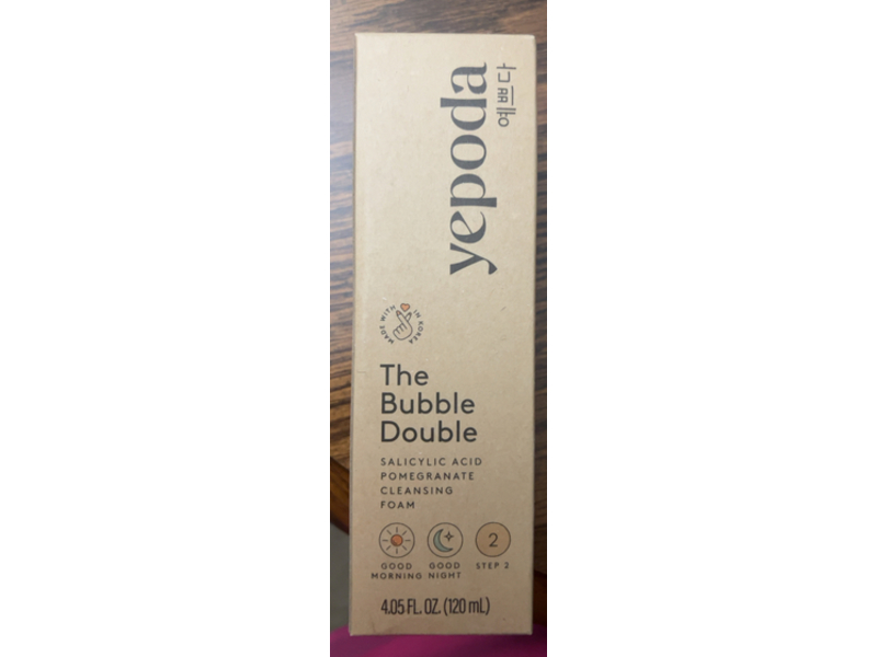 Yepoda The Bubble Double Cleansing Foam, Salicylic Acid + Pomegranate, 4.05 fl oz/120 mL