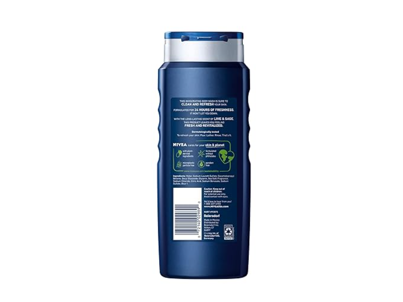 Nivea Men Vitality Body Wash, Lie & Sage, 16.9 fl oz/500 mL