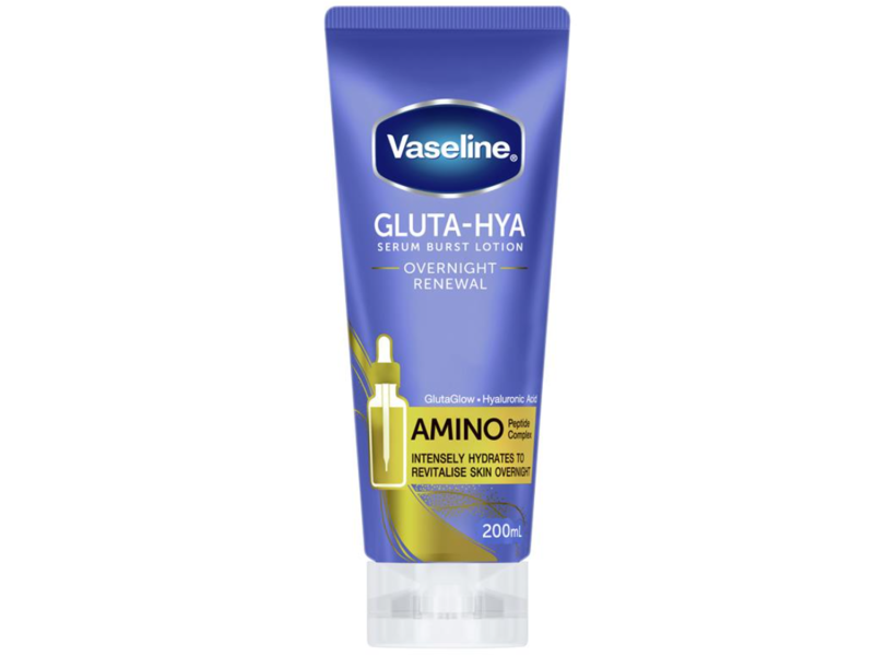 Vaseline Gluta-Hya Serum Burst Lotion Overnight Renewal, GlutaGlow + Hyaluronic Acid, 200 mL