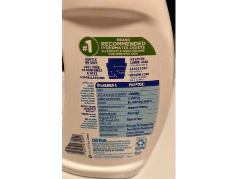 All Liquid Detergent, Free & Clear, 20 Loads, 30 fl oz/887 mL