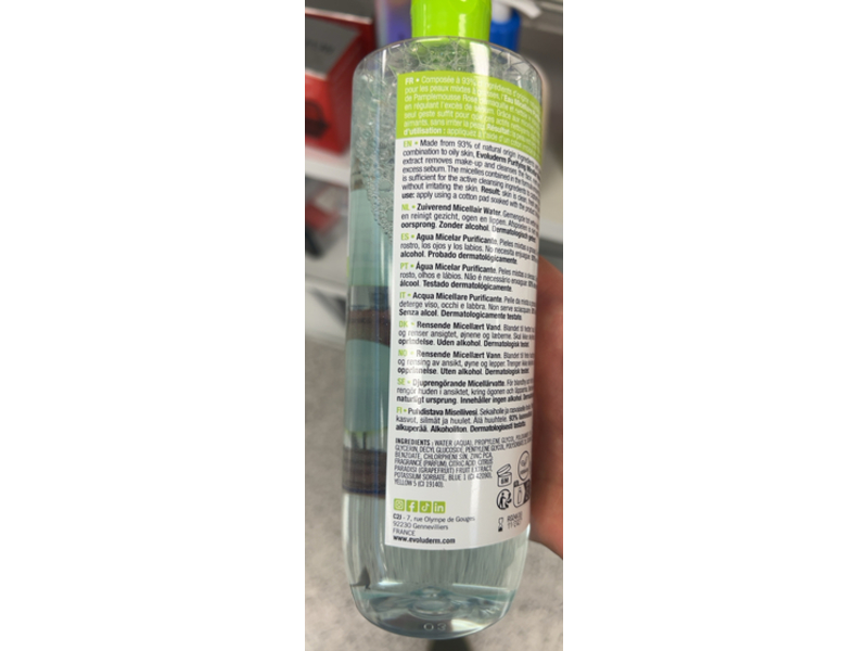 Evoluderm Purifying Micellar Water, 16.9 fl oz/500 mL