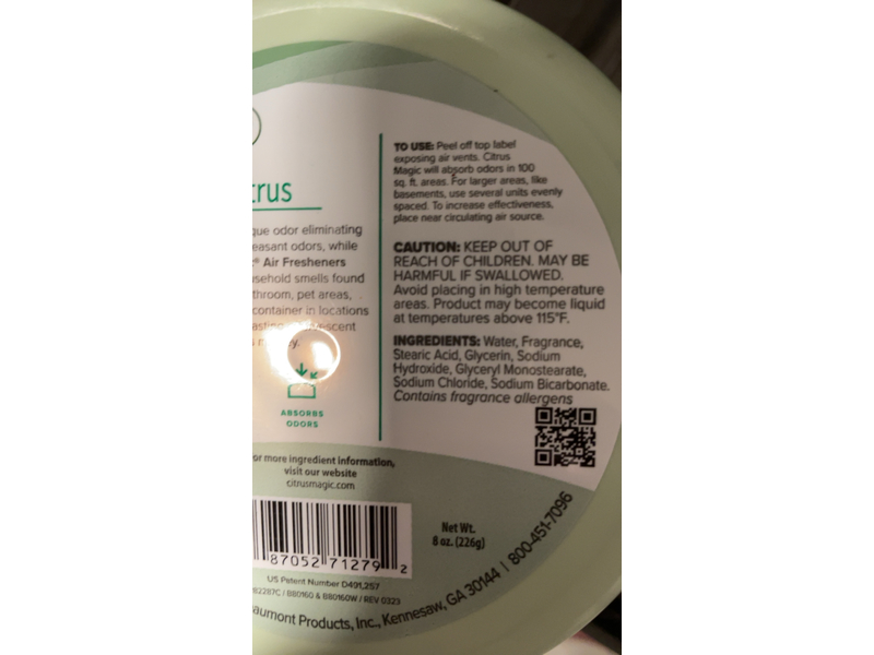 CItrus Magic Air Freshener, Fresh Citrus, 8 oz/226 g