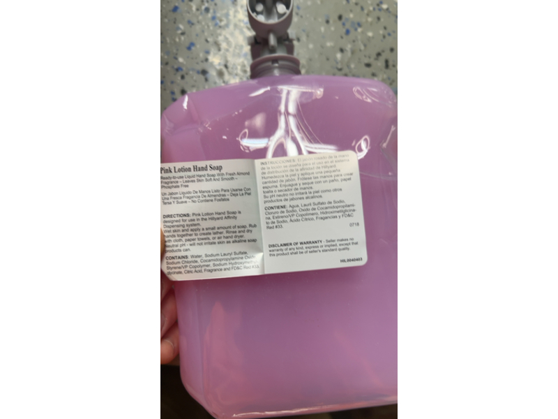 Hillyard Affinity Pink Lotion Liquid Soap, 42.3 fl oz/125 L
