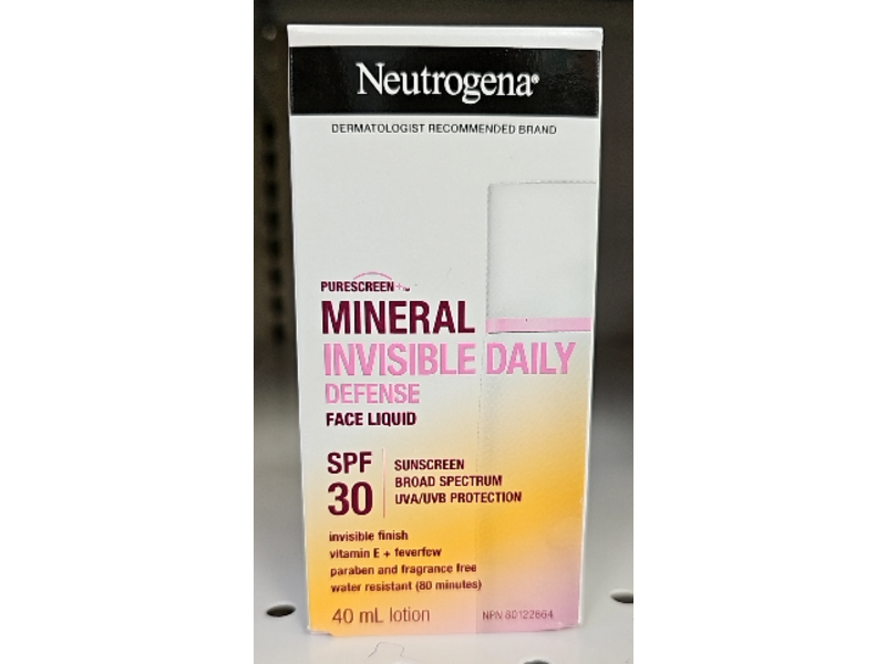 Neutrogena Purescreen + Invisible Daily Defense Face Liquid, SPF 30, 40 mL