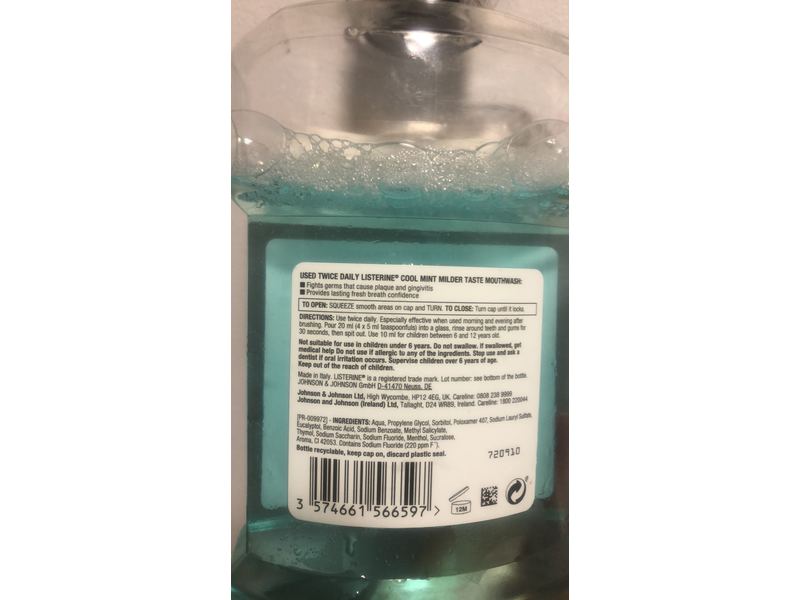 Listerine Daily Mouthwash, Cool Mint, Milder Taste, 600 mL