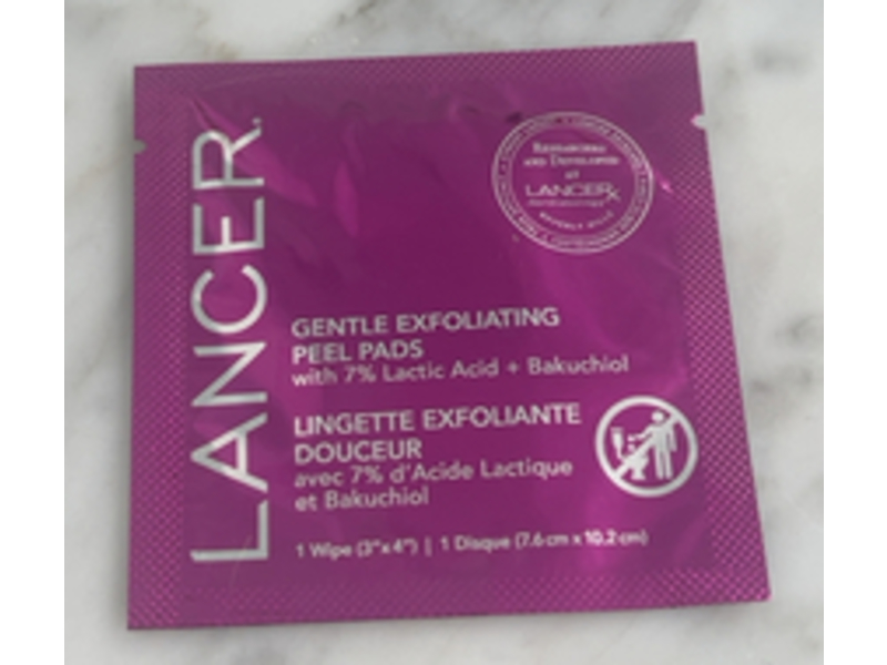Lancer Gentle Exfoliating Peel Pad, 7% Lactic Acid + Bakuchiol, 45 Count