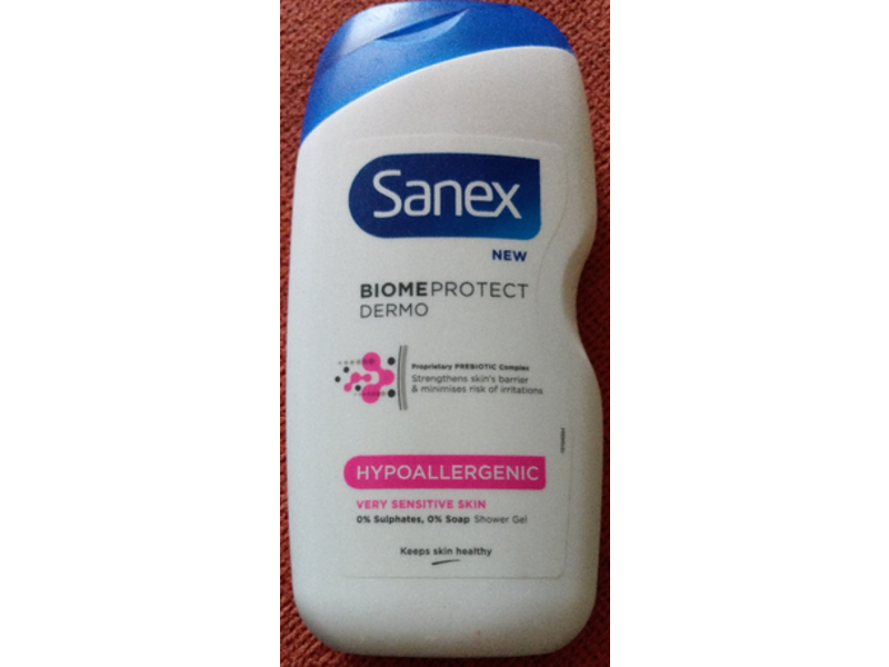 Sanex Biomeprotect Dermo 0% Sulfates, 0% Soap Shower Gel, Hypoallergenic, Very Sensitive Skin, 415 mL