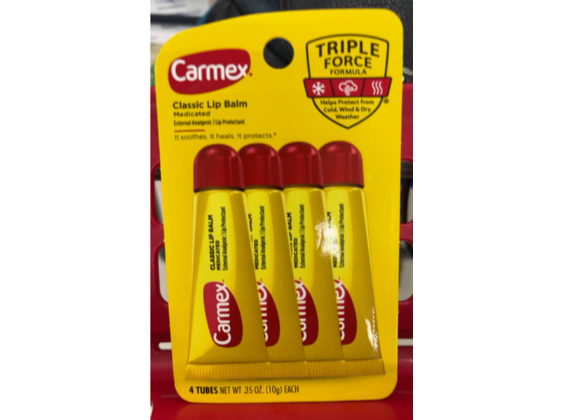Carmex Classic Lip Balm, Medicated, 0.35 oz/10 g, Pack Of 4