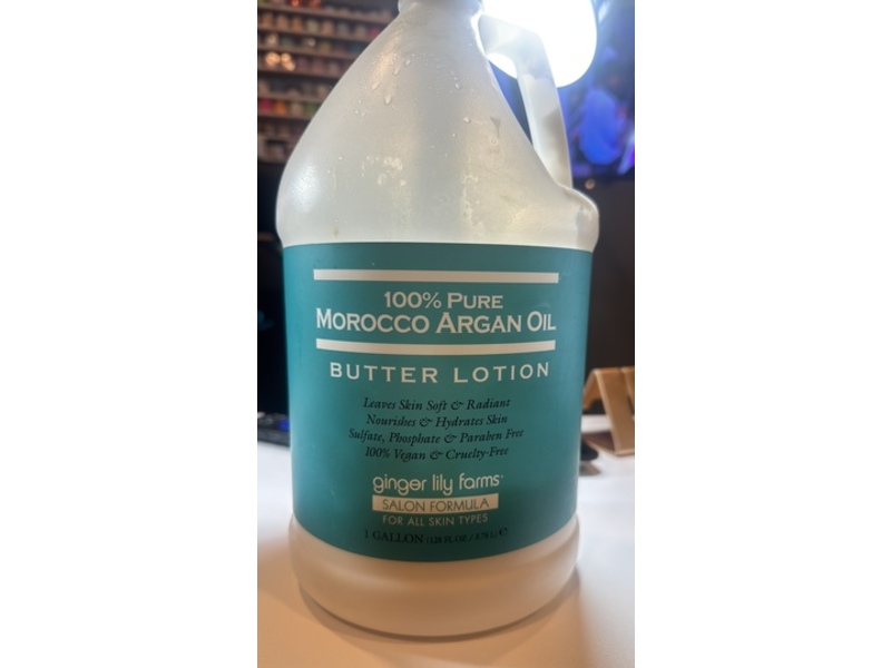 Ginger Lily Farms Salon Formula 100% Pure Morocco Argan Oil Butter Lotion, 128 fl oz/3.78 L