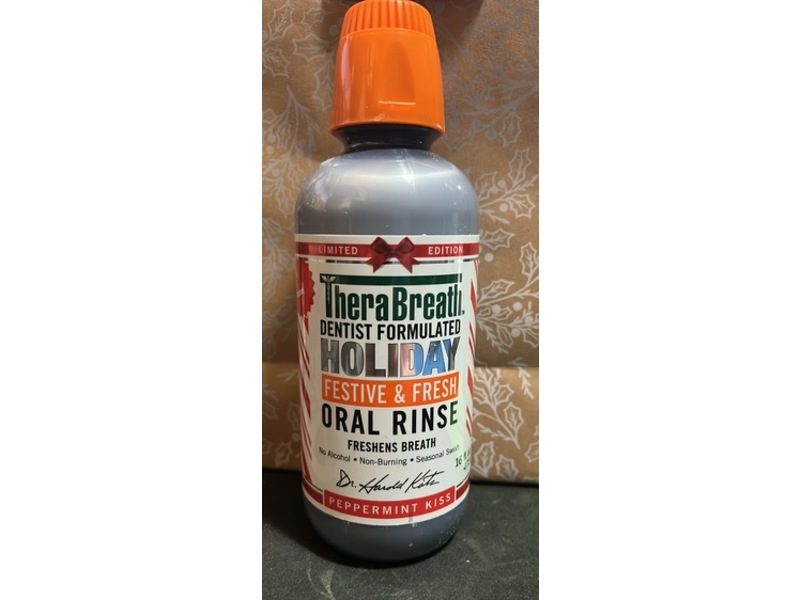 TheraBreath Oral Rinse, Peppermint Kiss, 16 fl oz/473 mL