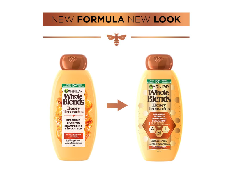 Garnier Whole Blends Honey Treasures Repairing Shampoo, 12.5 fl oz/370 mL