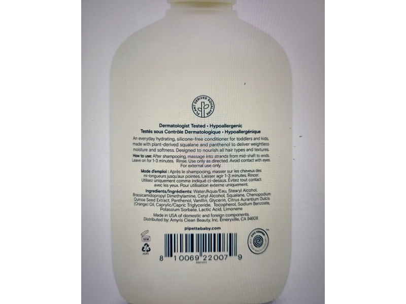 Pipette Daily Nourishing Conditioner, Orange + Vanilla, 11.2 fl oz/330 mL