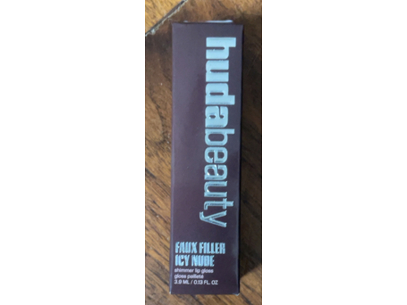 Huda Beauty Faux Filler Icy Nude Shimmer Lip Gloss, She Flirty, 0.13 fl oz/3.9 mL