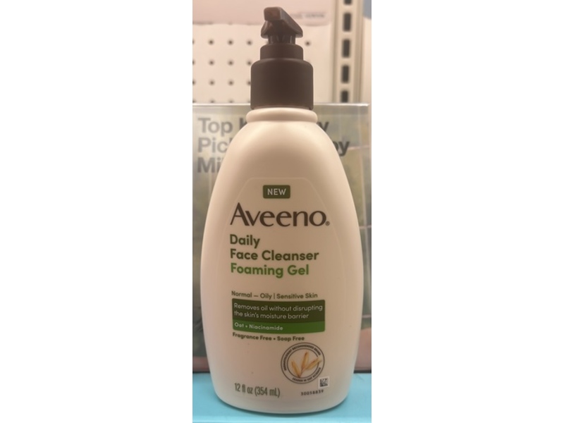 Aveeno Daily Facial Cleanser Foaming Gel, Oat + Niacinamide, 12 fl oz/354 mL