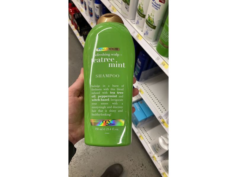 OGX Extra Strength Refreshing Scalp + Teatree Mint Shampoo, Invigorating Scalp Shampoo 25.4 Fl Oz