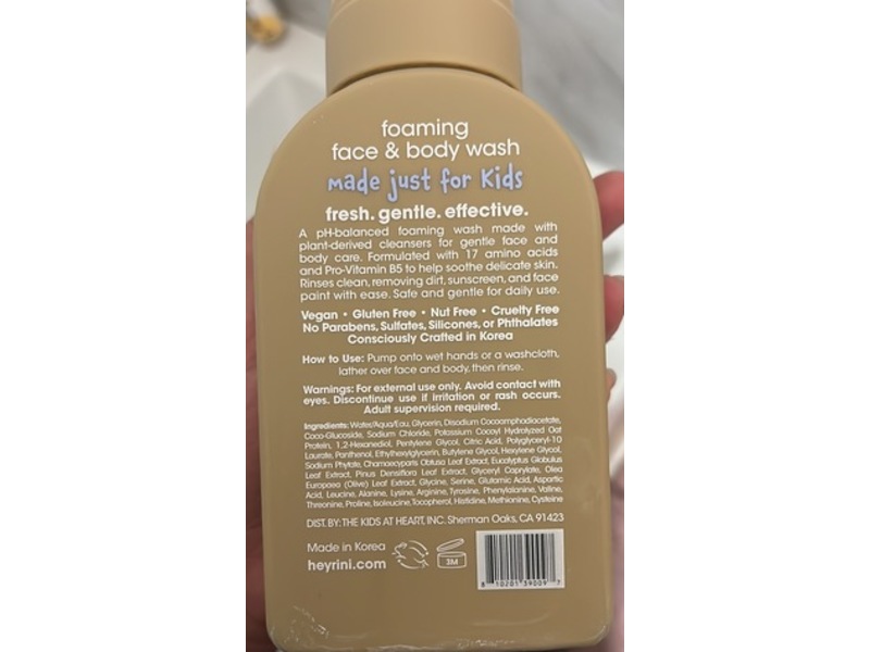 Rini Foaming Face & Body Wash with Pro-Vitamin B5, 11.9 fl oz/350 mL
