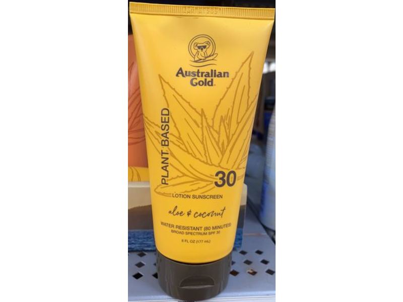 Australian Gold Plant Based Lotion Sunscreen, SPF 30, Aloe & Coconut, 6 fl oz/177 mL