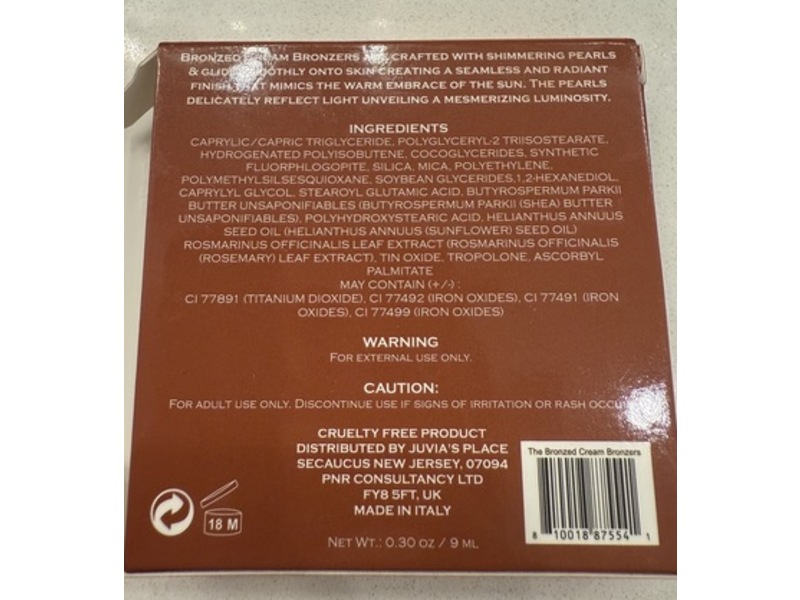 Juvia's Place Bronzed Cream Bronzer, Amber, 0.3 oz/9 mL