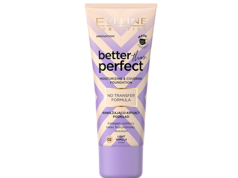 Eveline Cosmetics Better Than Perfect Moisturizing & Covering Foundation, 02 Light Vanilla, 1.06 fl oz/30 mL