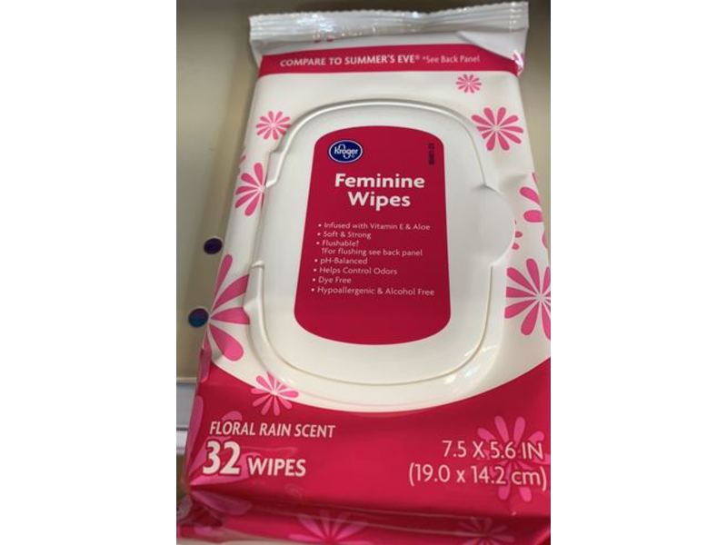 Kroger Feminine Wipes, Floral Rain Scent, 32 Counts