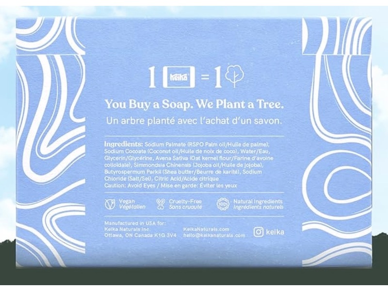 Keika Oat & Shea All Natural Soap Bar, Unscented, 5 oz/142 g