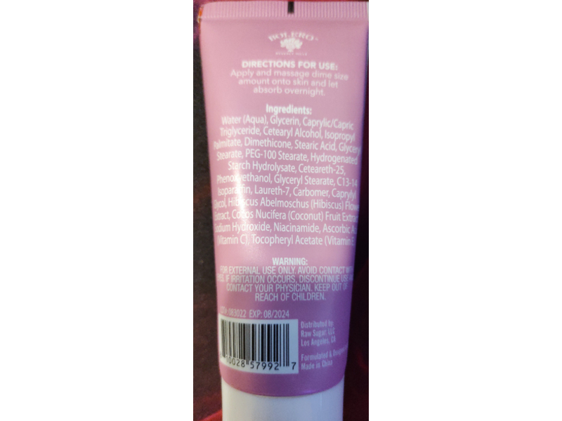 Bolero Hydrating Night Cream, Hibiscus Flower & Coconut ,2.5 fl oz/73.9mL