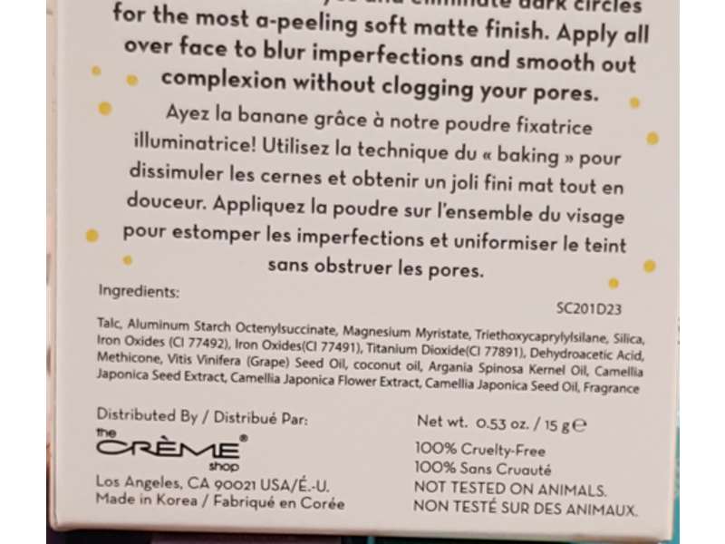 The Creme Shop Go Bananas Brightening Setting Powder, Banana Scent, 0.53 oz/15 g