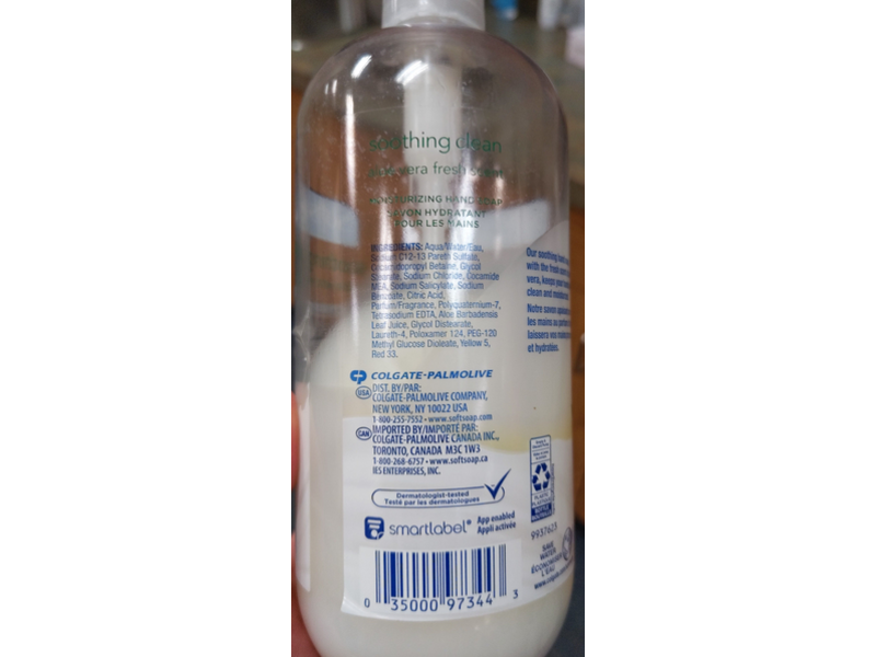 Softsoap Soothing Clean Liquid Hand Soap, Aloevera Fresh Scent, 16.9 fl oz/500 mL