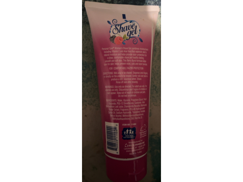 Personal Care Moisturing Shave Gel, Vitamin E & Aloe Vera, 7 fl oz/207 mL