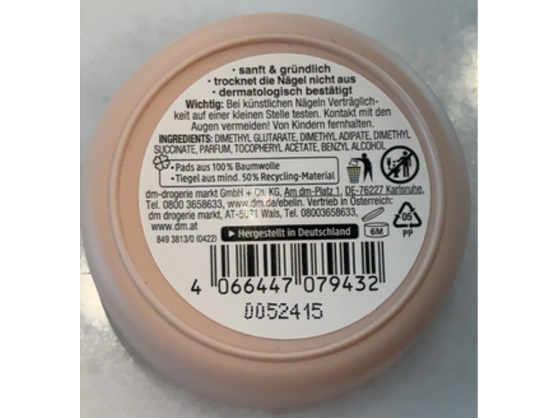 Ebelin Nail Polish Remover Pads, Green Tea & Apple Scent, 30 Count