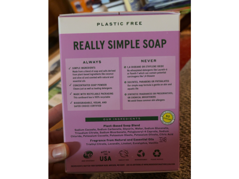 Ingredients Matter Ultra Concentrated Powder Laundry Soap, Lavender, 30 Loads, 15 oz/0.42 kg