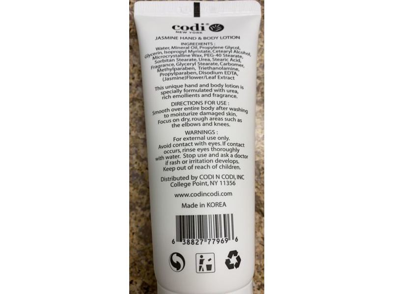 Codi Nourishing & Rejuvenating Hand & Body Lotion, Jasmine, 3.3 fl oz/100 mL