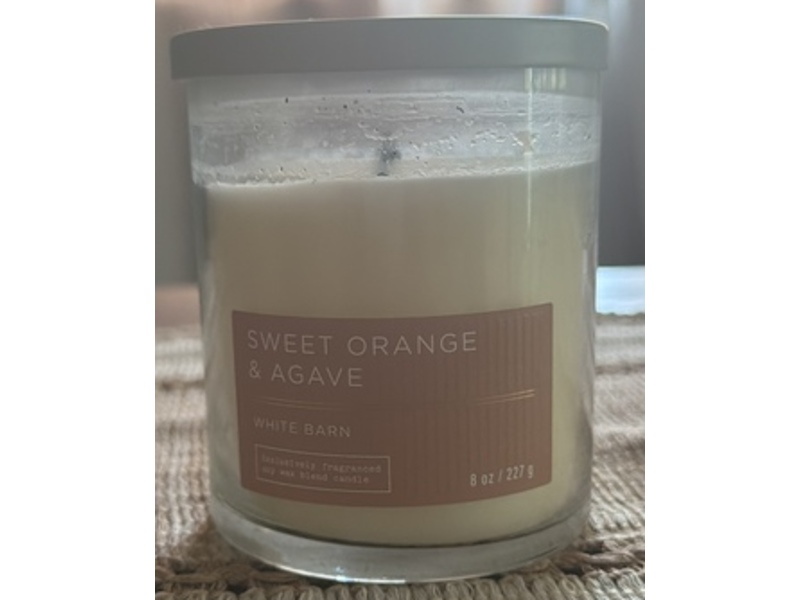 Bath & Body Works White Barn Candle, Sweet Orange & Agave, 8 oz/227 g