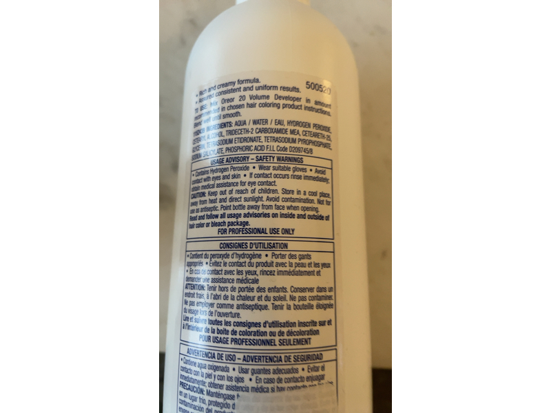 Loreal Oreor Creme 20 Volume Developer, 16 fl oz/473 mL, Pack Of 2