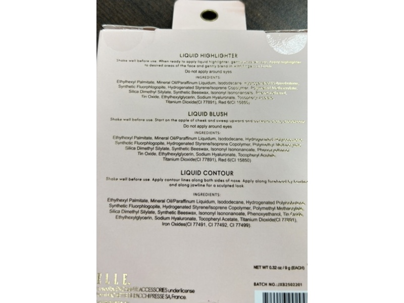 Elle Liquid Highlighter Blush & Contour Set, 0.32 oz/9 g