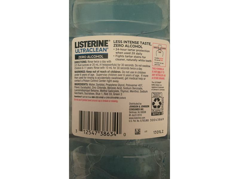 Listerine Ultraclean Mouthwash, Arctic Mint, 500 mL