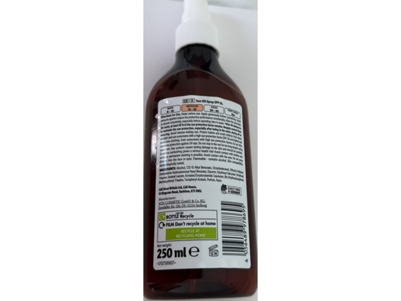 Cien Sun Sun Oil Spray, SPF 20, Medium, 250 mL