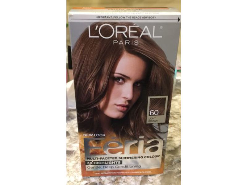 L'Oreal Paris Feria Multi-Faceted Shimmering Permanent Hair Color, 60 Light Brown
