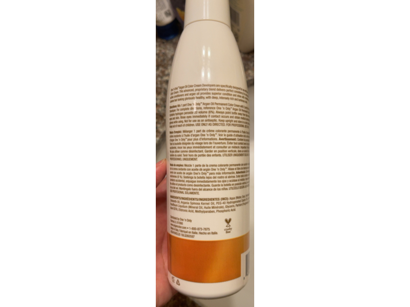 One 'N Only Hair Color Cream Developer, 20 Volume, Argan Oil, 16 fl oz/470 mL