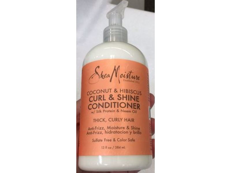 Shea Moisture Curl& Shine Conditioner, Coconut & Hibiscus, Silk Protein & Neem Oil, 13 fl oz/384 mL
