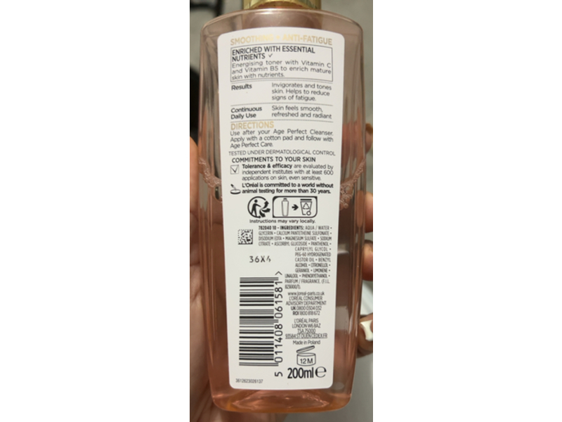 L'Oreal Paris Age Perfect Refreshing Toner, Vitamin C + Vitamin B5, 200 mL