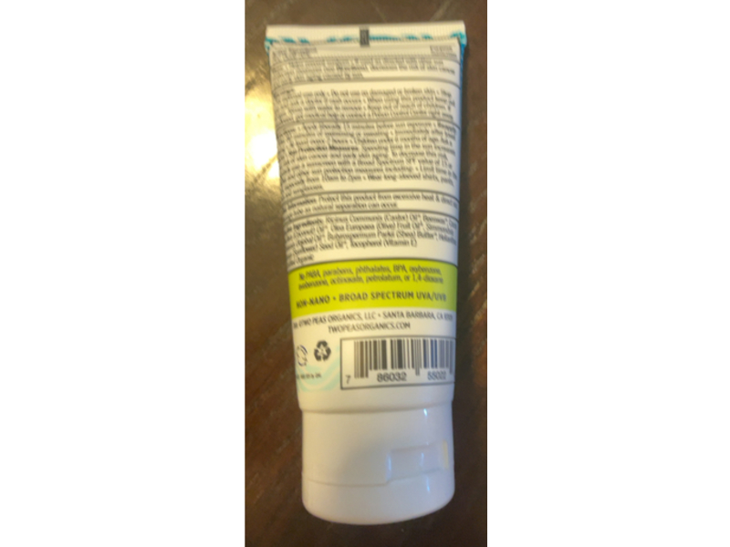 Two Peas Organics Mineral Sunscreen, SPF 30, 3 oz/83 g