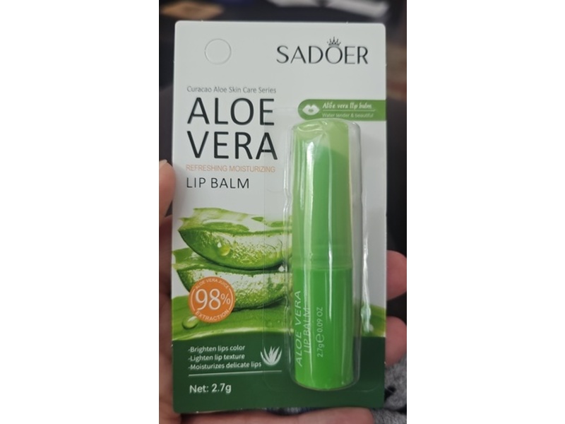 Sadoer Lip Balm, Aloe Vera, 0.09 oz/2.7 g